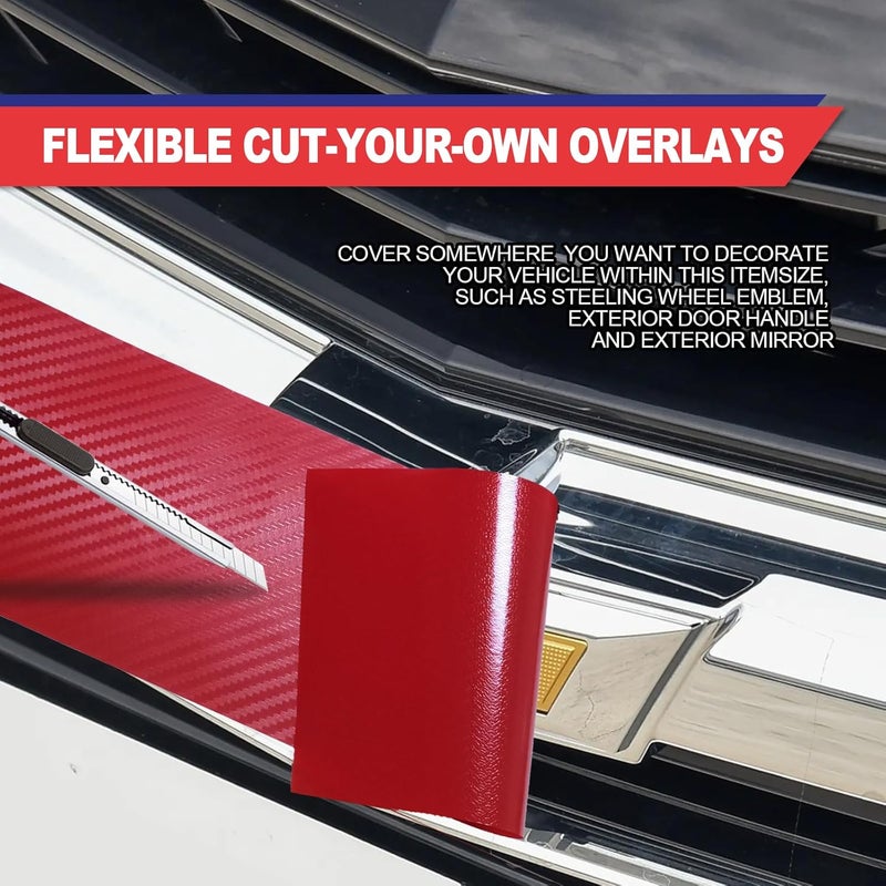Vrasly Compatible with 11.8" x 4" 3PCS Chevy Bowtie Emblem Logo Stickers Cut DIY Decals, 3 Pcs Universal Logo Overlay Red - Image 5